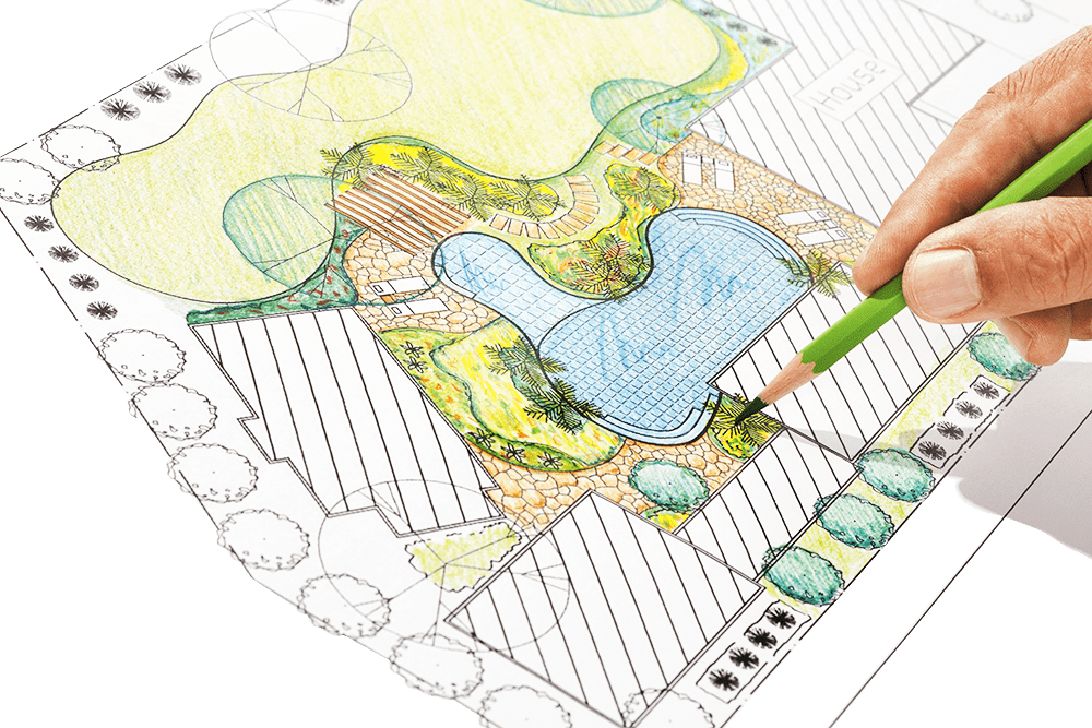 Gartenplanung – handgezeichnete Skizze